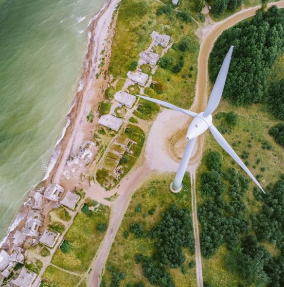 wind turbine in latvia close to the coast